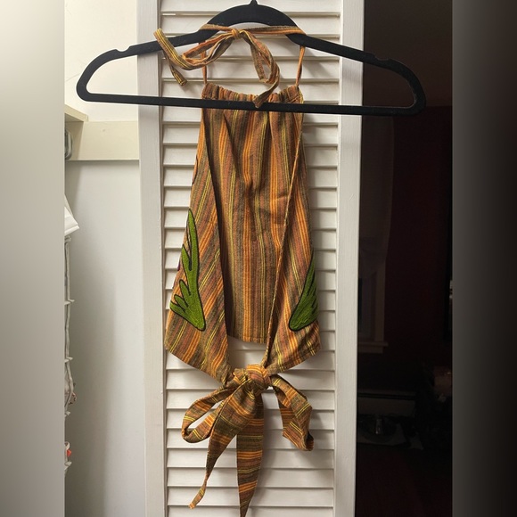 NWOT Lakhays Mushroom Embroidered Halter Top - Picture 3 of 7